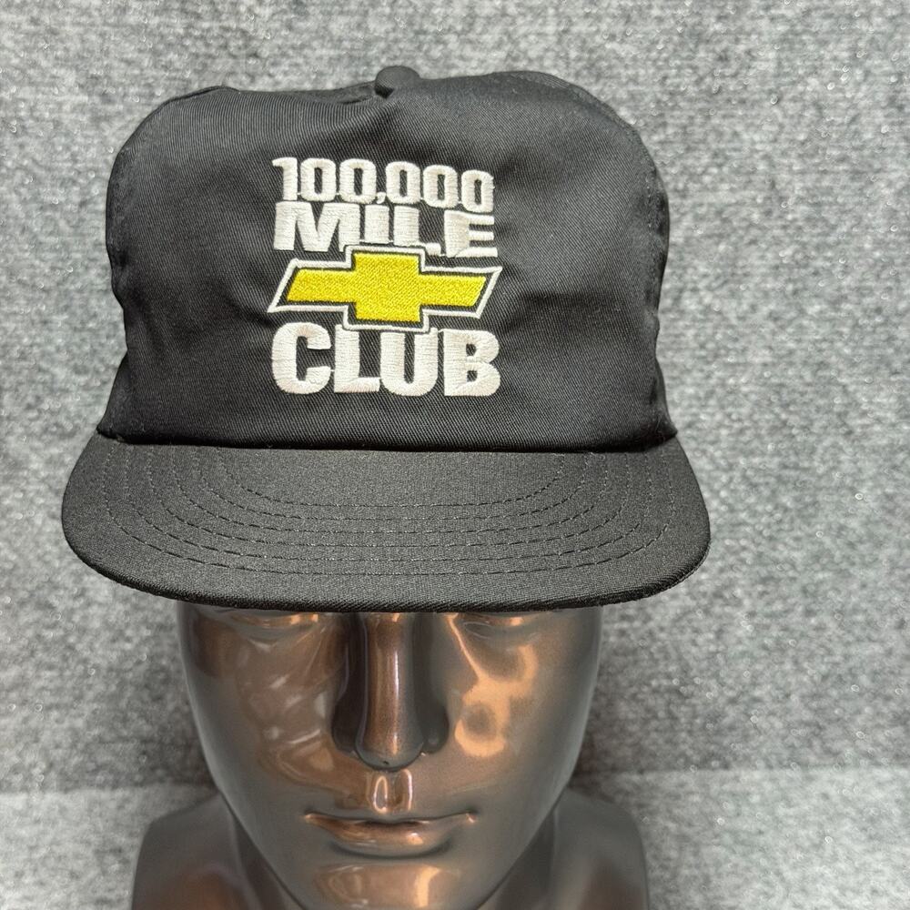 Vintage Chevrolet 100,000 Mile Chevy Club Trucker Snapback Hat OSFA Black Cap